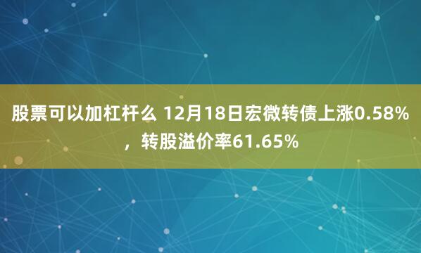 股票可以加杠杆么 12月18日宏微转债上涨0.58%，转股溢价率61.65%