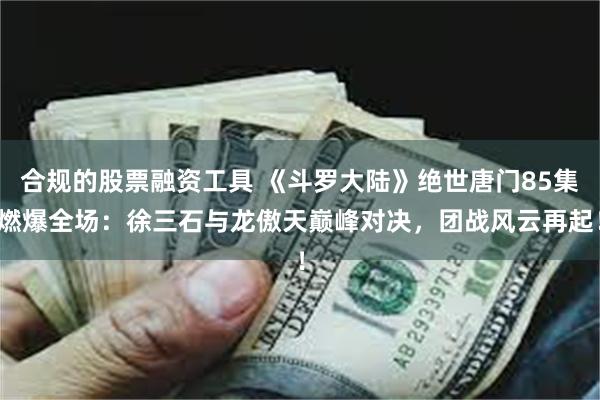 合规的股票融资工具 《斗罗大陆》绝世唐门85集燃爆全场：徐三石与龙傲天巅峰对决，团战风云再起！